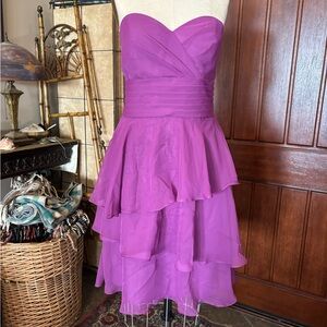 DaVinci Strapless Layered Dress in Vibrant Purple